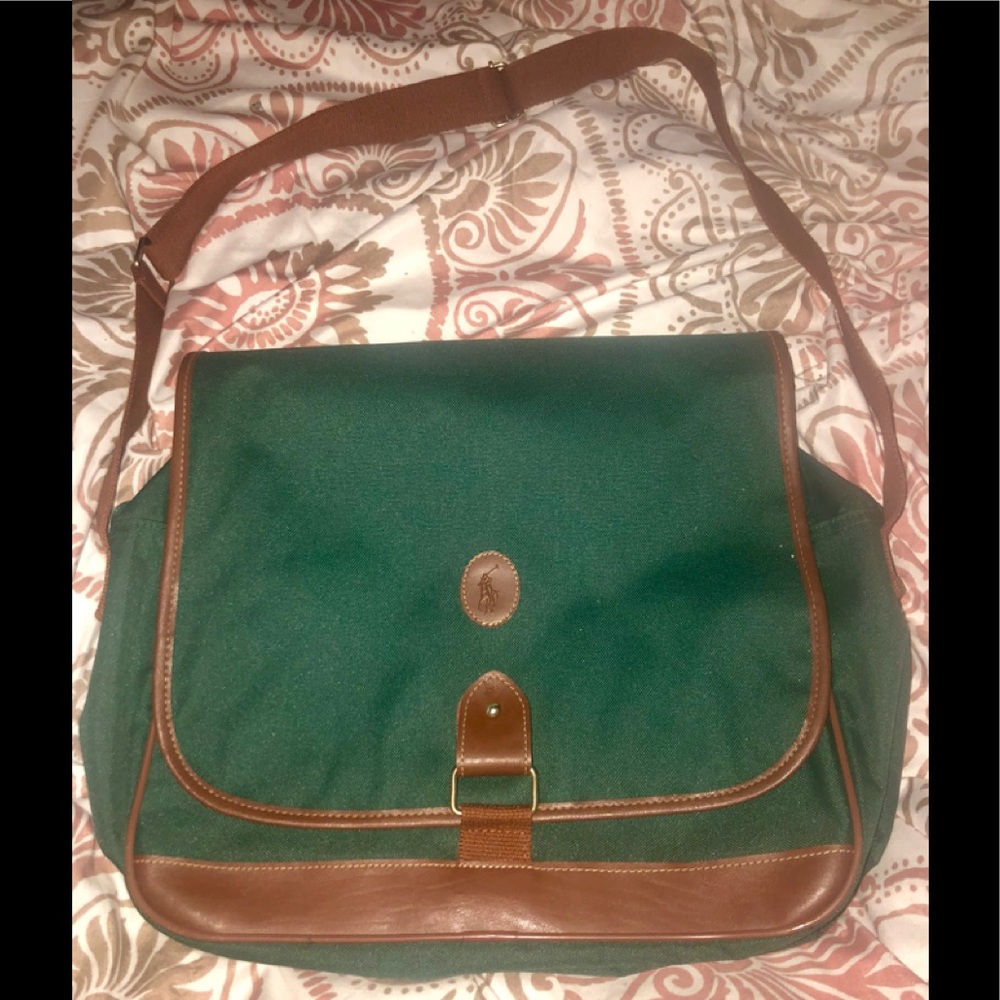 SOLD! Vintage Polo Green Canvas Messenger Bag EUC!